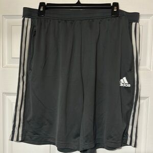 adidas Gray Athletic Shorts with Three Stripes and Logo
